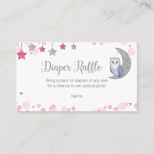 Owl Over de maan Diaper Raffle Enclosure Kaart (Voorkant)