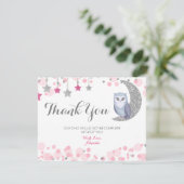 Owl over het baby shower van de Maan Flat Dank u K Bedankkaart (Staand voorkant)