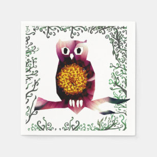 Owl, Owl Bird Floral Art Paper Napkins Servet