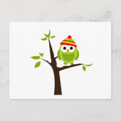 Owl Ownership Bird Green Pet Snow Cute Tree Cartoo Briefkaart (Voorkant)