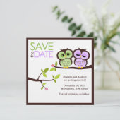 Owl paar bruiloft sparen de Datum Save The Date (Staand voorkant)
