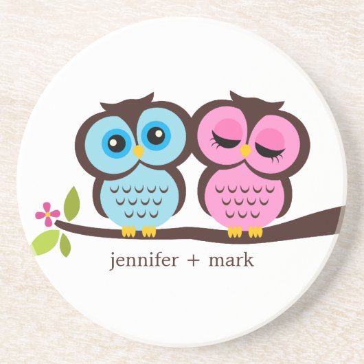 Owl Paar Gepersonaliseerd Onderzetter (Voorkant)