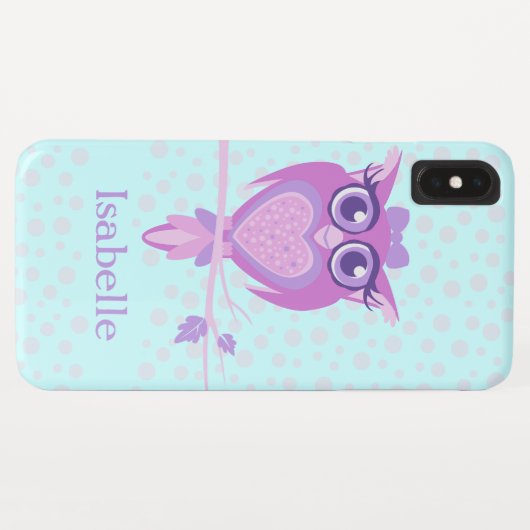 Owl paarse aqua Case-Mate iPhone case (Achterkant (horizontaal))