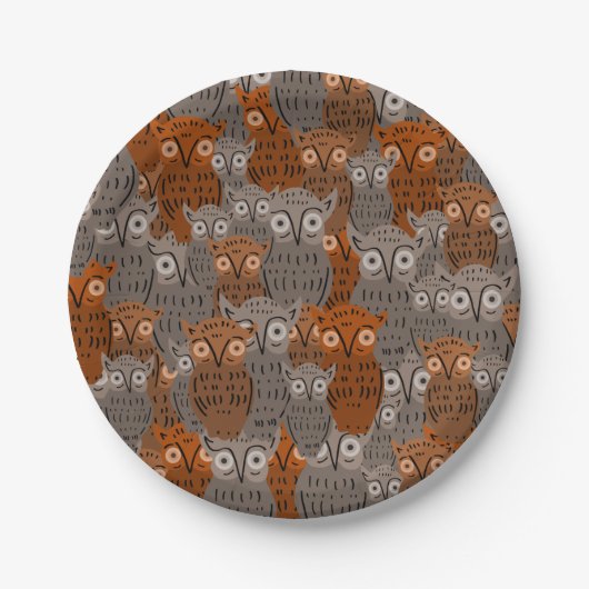 Owl Paper Plates Papieren Bordje (Voorkant)