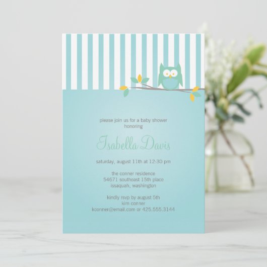 Owl Party/Shower Invitation Kaart (Staand voorkant)