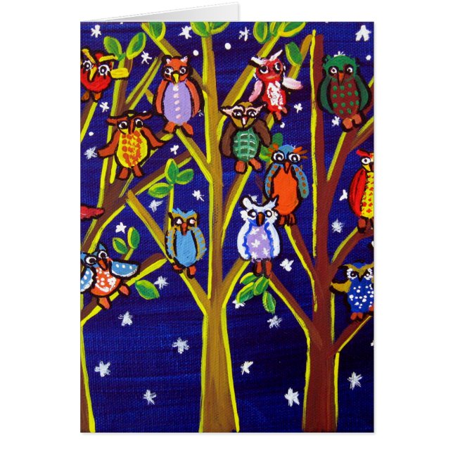 Owl Party Whimsical Folk Art (Voorkant)