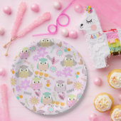 Owl Pastel Pink   Papieren Bordje (Feest)