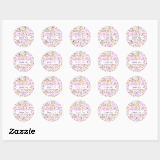 Owl Pastel Pink Ronde Sticker (Vel)