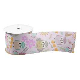 Owl Pastel Pink Satijnen Lint