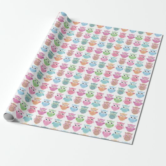 Owl Patroon Cadeaupapier (Uitgerold)