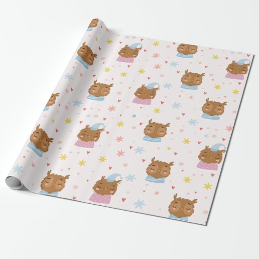 Owl Patroon Cadeaupapier (Uitgerold)