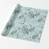 Owl Patroon Cadeaupapier (Uitgerold)