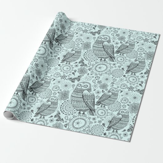Owl Patroon Cadeaupapier (Uitgerold)