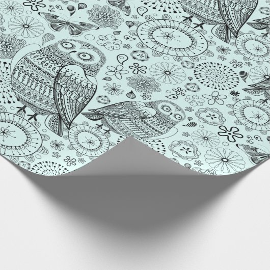 Owl Patroon Cadeaupapier (Hoek)