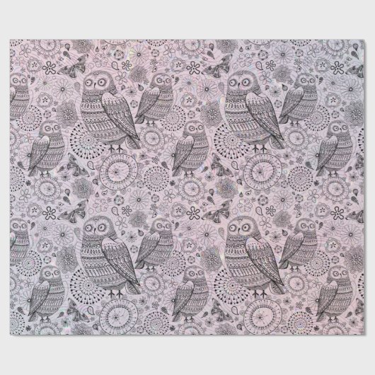 Owl Patroon Cadeaupapier (Vlak)