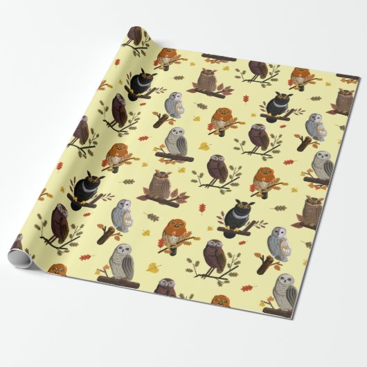 Owl Patroon Cadeaupapier (Uitgerold)