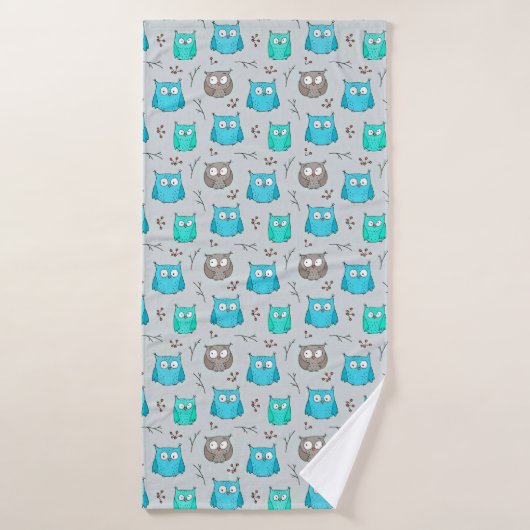 Owl patroon niet herhalend badhanddoek (Badhanddoek)