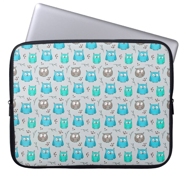 Owl patroon niet herhalend laptop sleeve (Voorkant)