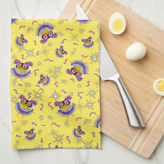 Owl patroon theedoek (Quarter Fold)