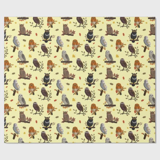 Owl patroonverlooppapier cadeaupapier (Vlak)