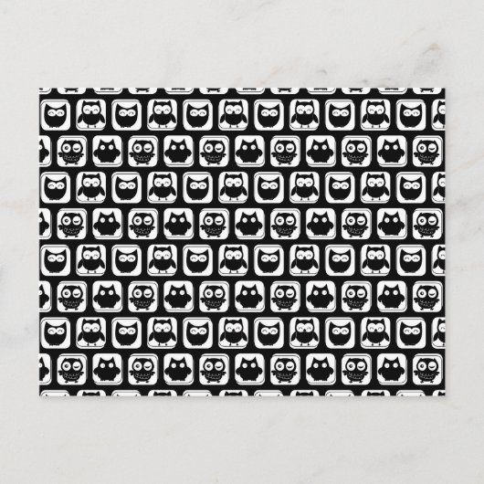 Owl Pattern in Black and White Briefkaart (Voorkant)