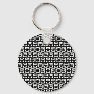 Owl Pattern in Black and White Sleutelhanger
