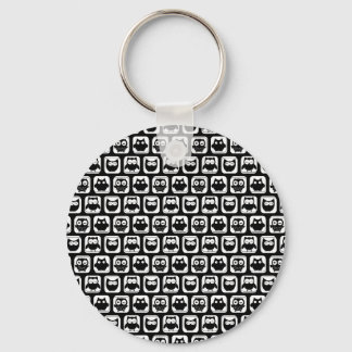 Owl Pattern in Black and White Sleutelhanger