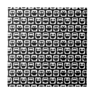Owl Pattern in Black and White Tegeltje