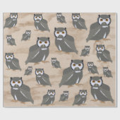 Owl Pattern & Rustic Wood Cadeaupapier (Vlak)