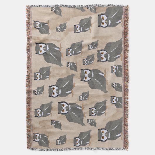 Owl Pattern & Rustic Wood Deken (Voorkant Verticaal)