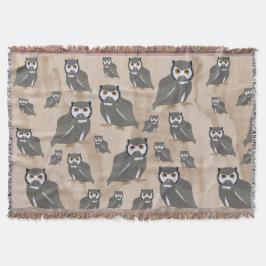 Owl Pattern & Rustic Wood Deken