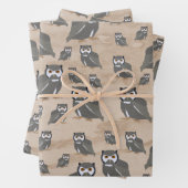 Owl Pattern & Rustic Wood Inpakpapier Vel (In situ)