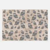 Owl Pattern & Rustic Wood Inpakpapier Vel (Voorkant)