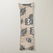Owl Pattern & Rustic Wood Lichaamskussen (Achterkant (Verticaal))