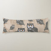 Owl Pattern & Rustic Wood Lichaamskussen (Voorkant)
