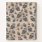 Owl Pattern & Rustic Wood Monogram Notitieboek (Achterkant)