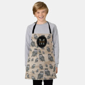 Owl Pattern & Rustic Wood Monogram Schort (Gedragen)