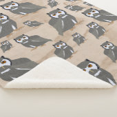 Owl Pattern & Rustic Wood Sherpa Deken (3/4)