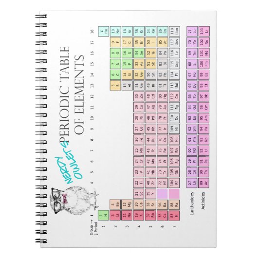 Owl Periodic table of elements Notebook Notitieboek (Voorkant)