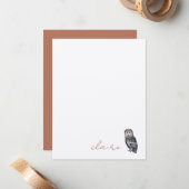 Owl Personalized Note Card Notitiekaartje (Voorkant / Achterkant in situ)