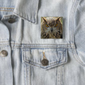 Owl Photo Square Pin Vierkante Button 5,1 Cm (In situ)