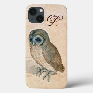 OWL, PIink, Sepia Monogram iPhone 13 Hoesje