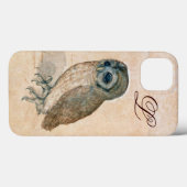 OWL, PIink, Sepia Monogram Case-Mate iPhone Case (Achterkant (horizontaal))