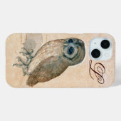 OWL, PIink, Sepia Monogram Case-Mate iPhone Case (Achterkant (horizontaal))