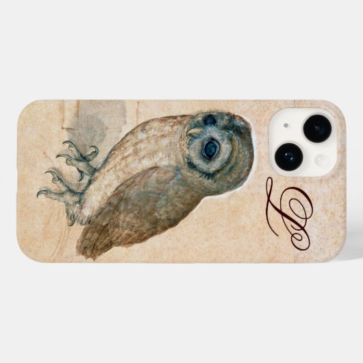 OWL, PIink, Sepia Monogram Case-Mate iPhone Case (Achterkant (horizontaal))