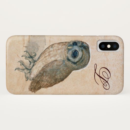 OWL, PIink, Sepia Monogram Case-Mate iPhone Case (Achterkant (horizontaal))