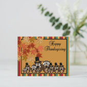 Owl Pilgrim Family Thanksgiving Feestdagenkaart (Staand voorkant)