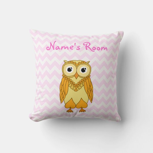 Owl Pillow: Gele Aangepast Kussen (Voorkant)