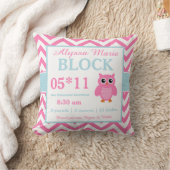 Owl Pink Blue Baby Announcement Pillow Kussen (Deken)