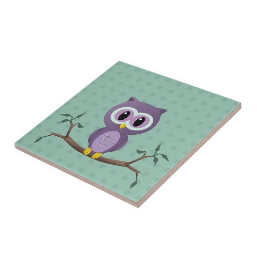 Owl Polka Dot Tile Tegeltje (Zijkant)